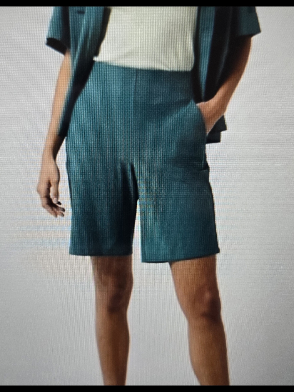 Athleta Teal High-Rise Tailored Bermuda Shorts 12